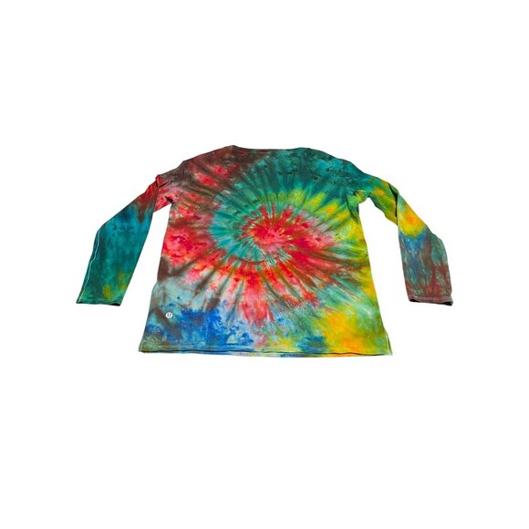 Lululemon Hand-Dyed Tie Dye Relaxed Boatneck Long Sleeve Spiral Shirt Size 4 - Picture 3 of 5